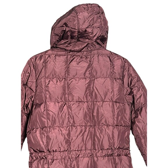 LL Bean Women’s Down Puffer Jacket With Hoodie X-Small Burgundy Water Repellent - Picture 13 of 14